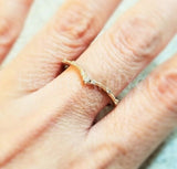 0.1ct Round Cut Moissanite Curved Stacking Wedding Band 14k Yellow Gold Plated