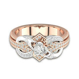 3.5ct Heart Diamond Infinity Claddagh Engagement Ring 14K Dual Tone Gold Over