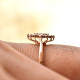 2ct Round Cut Simulated Morganite Cluster Engagement Ring 14K Rose Gold Plated