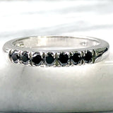 0.3ct Round Cut Black Diamond 7 Stone Wedding Engagement Ring 14k WhiteGold Over