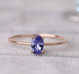 1ct Oval Cut Blue Tanzanite Engagement Ring 4 Prong Solitaire 14k Rose Gold Over