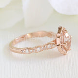 1ct Cushion Cut Simulated Morganite Floral Engagement Ring 14k Rose Gold Plated