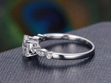 1.4ct Oval Cut Diamond Solitaire Ring 14k White Gold Finish with Round Accents