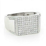 5ct Round Cut Diamond Cluster Iced Men Engagement Ring 14K White Gold Finish