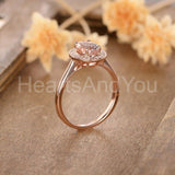 1.5ct Oval Cut Simulated Morganite Halo Engagement Ring 14k Rose Gold Plated