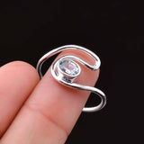 0.5ct Round Cut Blue Aquamarine Geometric Solitaire Ring 14k White Gold Finish