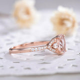 2.3ct Oval Cut Peach Morganite Engagement Ring Diamond Accent 14k Rose Gold Over