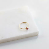 0.2ct Engagement Ring Round Cut Ruby Solitaire Minimalist 14k Yellow Gold Finish