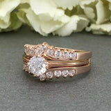 Princess Crown Bridal Engagement Ring 2ct Round Cut Diamond 14k Rose Gold Finish