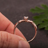 Leaf Solitaire Engagement Ring 1ct Round Cut VVS1D Diamond 14k Rose Gold Finish