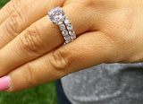 Bridal Set Engagement Ring 2.5ct Round Cut VVS1D Diamond 14k White Gold Finish