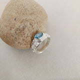 2ct Oval Cut London Blue Topaz Vintage Inspired Ring 14k White Gold Finish