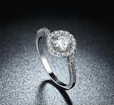 2Ct Round Cut Diamond Accent Halo Solitaire Engagement Ring 14K White Gold Over