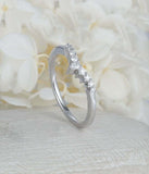 1ct Pear Cut Diamond Wedding Ring Band Curved Minimalist 14k White Gold Finish