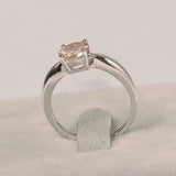 1.5ct Round Cut Morganite Classic 4 Prong Solitaire Ring 14k White Gold Finish
