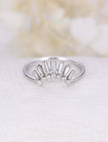 1.2ct Baguette Cut Diamond Wedding Ring Band Curved Crown 14k White Gold Finish