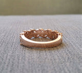 3Ct Marquise Cut Diamond Wide Art Deco Wedding Ring Band 14K Rose Gold Finish