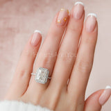 2.2ct Radiant Cut Simulated Diamond Halo Engagement Ring 14k White Gold Plated