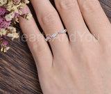 0.3ct Round Cut Simulated Ruby Half Eternity Wedding Band 14k White Gold Plated