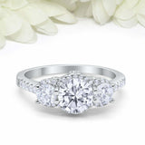 2.2ct Round Cut VVS1D Diamond Engagement Ring Halo Trilogy 14k White Gold Finish