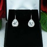 1ct Pear Cut Diamond Tear Drop Stud Hook Earrings Women 14k White Gold Finish