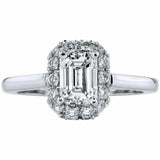 2.3ct Emerald Cut Diamond Engagement Ring Halo Pear Accent 14k White Gold Finish