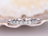 Eternity Bezel Set Wedding Ring Band 1ct Round Cut Diamond 14k White Gold Finish