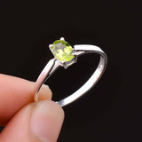 0.35ct Engagement Ring Oval Cut Green Peridot Solitaire 14k White Gold Finish