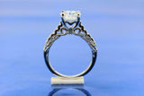 1.5ct Round Cut Diamond Solitaire with Accent Filigree Ring 18k WhiteGold Finish