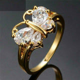 2.5ct Pear Diamond Engagement Ring 14k YellowGold Over Butterfly Unique Design