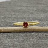 0.5ct Engagement Ring Round Cut Red Garnet Solitaire Women 14k YellowGold Finish