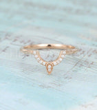 0.55ct Round Cut Moissanite Curved Women Wedding Band 14k Yellow Gold Plated