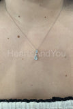 1ct Pear Cut Simulated Blue Aquamarine Teardrop Pendant 14k White Gold Plated