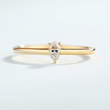 Solitaire Minimalist Engagement Ring 0.2ct Pear Cut Diamond 14k Yellow Gold Over