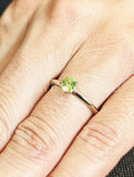 0.5ct Round Cut Simulated Green Peridot Solitaire Ring 14k White Gold Plated