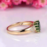 2ct Oval Cut Green Emerald Engagement Ring Diamond Accent 14k Yellow Gold Finish