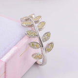 1.5ct Round Yellow Sapphire Engagement Ring Floral Leaf Vine 14k White Gold Over