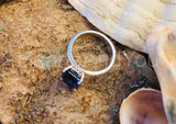 2.3ct Radiant Cut Simulated Blue Sapphire Solitaire Ring 14k Yellow Gold Plated