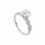 3Ct Round Cut Diamond Twist Accent Solitaire Engagement Ring 14K White Gold Over