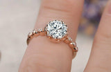 0.5ct Round Cut Diamond Engagement Ring Art Deco Promise 14k Rose Gold Finish