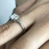 1.2ct Engagement Ring Asscher Cut Diamond Solitaire Design 14k White Gold Finish