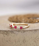 1ct Round Cut Ruby Wedding Band Ring Half Eternity Stackable 14k YellowGold Over