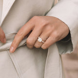 2.1ct Round Cut Moissanite Pave Accents Engagement Ring 14k White Gold Plated