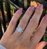 2Ct Round Cut Diamond Delicate Halo Engagement Women Ring 14K White Gold Finish