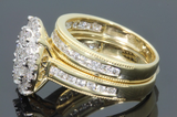 5ct Round Diamond Engagement Ring 14k Yellow Gold Finish Double Halo Bridal Set