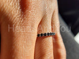0.1ct Round Simulated Black Diamond Minimalist Wedding Band 14k WhiteGold Plated