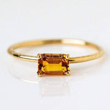 0.5ct Emerald Cut Simulated Yellow Citrine Solitaire Ring 14k Yellow Gold Plated