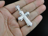 1.25ct Round Cut VVS1D Diamond Pendant Christ Cross 14k White Gold Over NO CHAIN