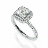 4Ct Princess Cut Diamond Accents Edge Halo Engagement Ring 14K White Gold Finish