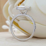 1.6ct Emerald Diamond Engagement Ring Solitaire 14k White Gold Over with Accents